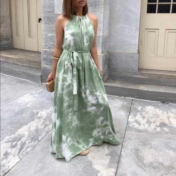 ZOE Tie-Dye Halter Maxi Dress - Green - Picture 6 of 7
